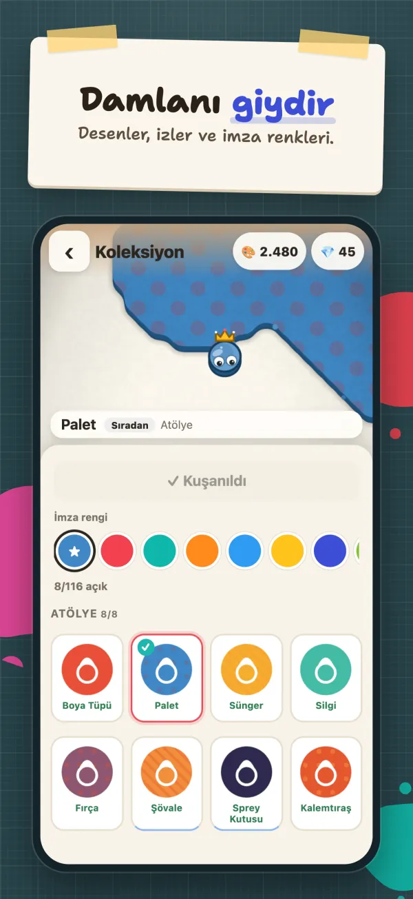 Damlanı giydir. Desenler, izler ve imza renkleri.
